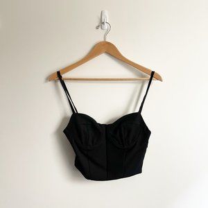 NWT Women's Zara Black Bustier Jeweled Back Top XS